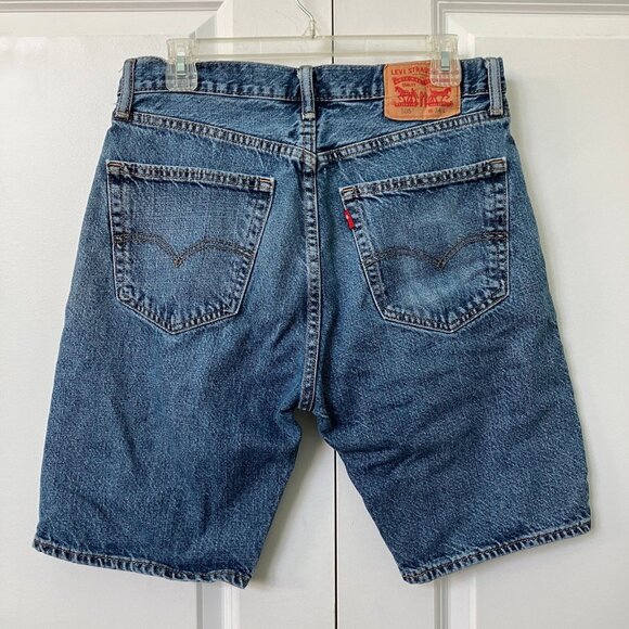 Levi's 505 Denim Shorts Mens 34 Walking Bermuda Distressed Jean - Picture 9 of 15